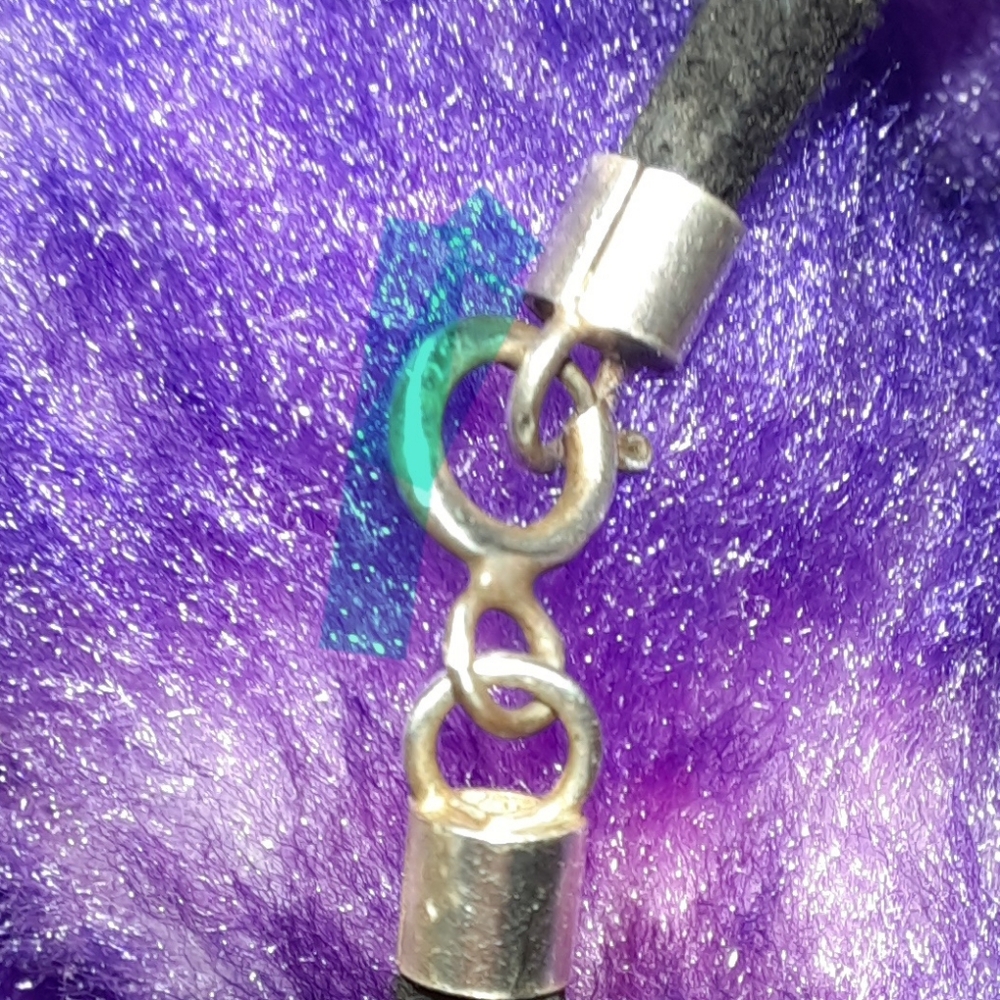 Mexico Silver cage pendant gemstone corded necklace with 925 sterling clasp - Picture 9 of 11